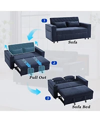 Maison Boucle Pull Out Loveseat Sofa with Adjustable Backrest for Small Space