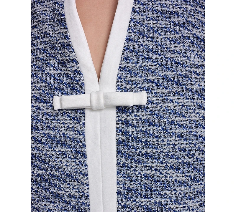 Karl Lagerfeld Paris Women's Knit Tweed Sleeveless A-Line with Contrast Frame and Bow Dress
