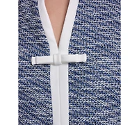 Karl Lagerfeld Paris Women's Knit Tweed Sleeveless A-Line with Contrast Frame and Bow Dress