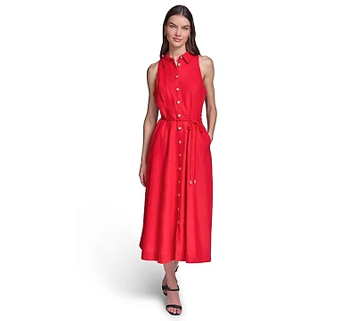 Karl Lagerfeld Paris Women's Collared with Rope Belt Shirtdress