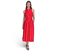 Karl Lagerfeld Paris Women's Collared with Rope Belt Shirtdress
