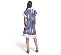 Karl Lagerfeld Paris Women's Melange Stripe Short Shirt Dress