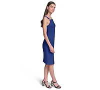Karl Lagerfeld Paris Women's Sleeveless Scuba Crepe Sheath with Bow Dress