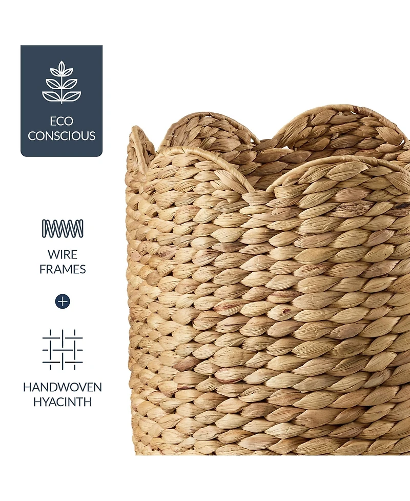 Best Choice Products Scalloped 3PC Water Hyacinth Nesting Baskets