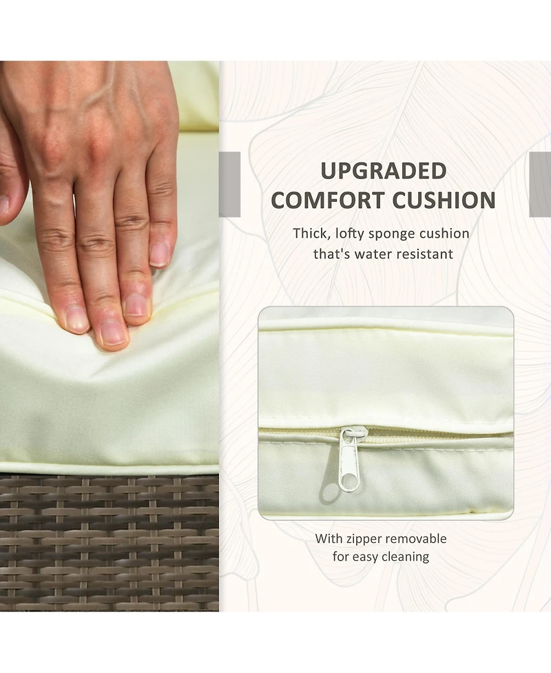 Outsunny 3 Piece Patio Furniture, Pe Wicker Storage Table & Chairs