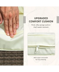 Outsunny 3 Piece Patio Furniture, Pe Wicker Storage Table & Chairs