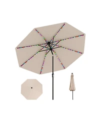 Gouun 10 ft Solar Patio Umbrella with 96 Flowing Led Lights and Tilt Adjustment