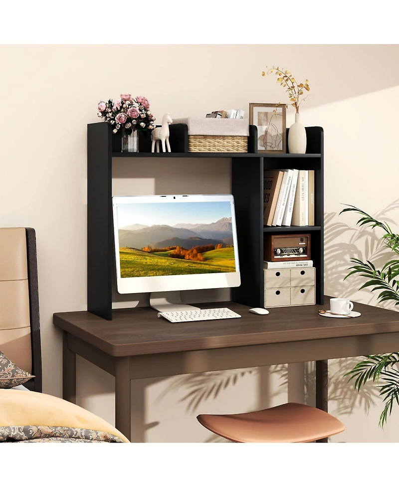 Gouun 3-Tier Desktop Bookshelf with 4 Shelves, 37 x 10 x 29