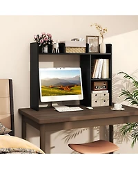 Gouun 3-Tier Desktop Bookshelf with 4 Shelves, 37 x 10 x 29