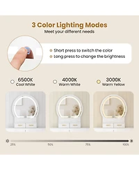 Sugift Small Vanity Makeup Dressing Table Set with Cushioned Stool and Led Lighted Mirror