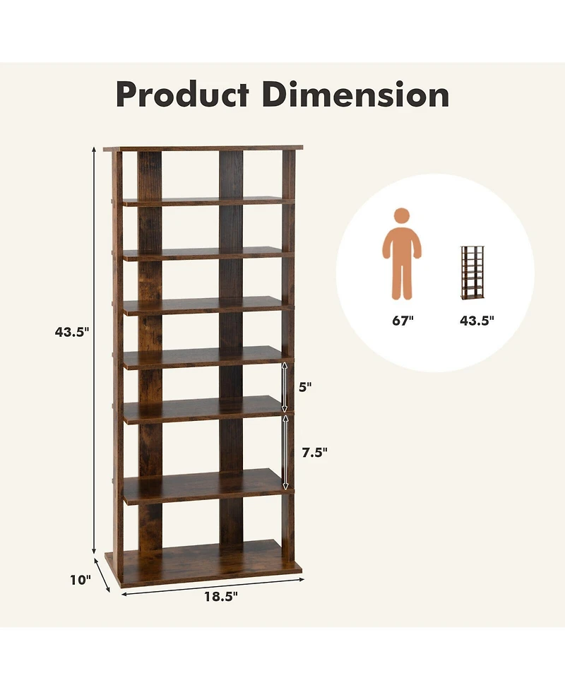 Gouun 7-Tier Vertical Shoe Rack for Front Door, 18.5" x 10" x 43.5"