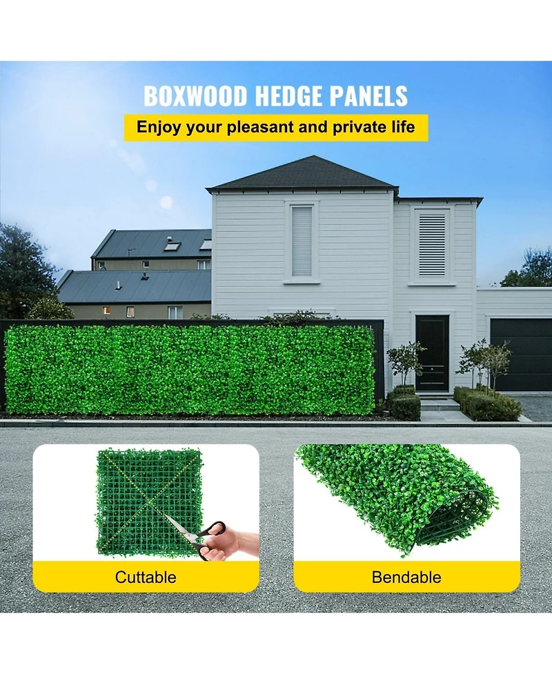Sugift Artificial Boxwood Hedge Panels Set of 6, 20" x 20", for Outdoor/Indoor Decor