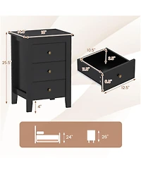 Gouun Set of 2 Three-Drawer Nightstands with Open Platform Top
