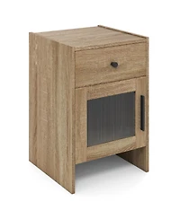 Gouun Farmhouse Nightstand with Drawer and Cabinet Storage