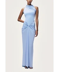 Nocturne Women's Draped Halter Neck Ruched Maxi Dress