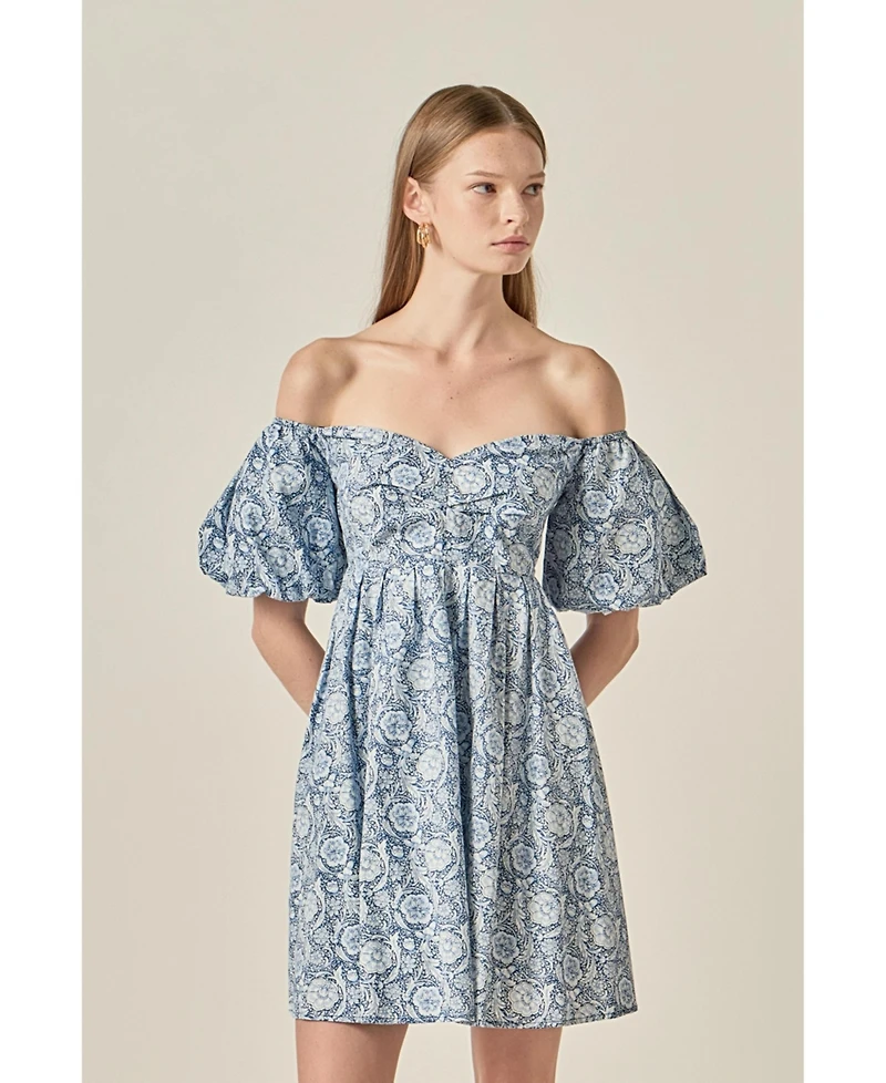 English Factory Women's Floral Off the Shoulder Mini Dress