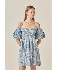 English Factory Women's Floral Off the Shoulder Mini Dress