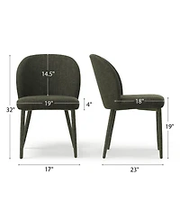 Maison Boucle Set of 4 Modern Upholstered Dining Side Chairs with Metal Legs
