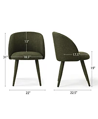 Maison Boucle Set of 2 Fabric Upholstered Arm Dining Chairs with Metal Legs