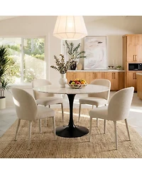 Maison Boucle Set of 4 Modern Upholstered Dining Side Chairs with Metal Legs