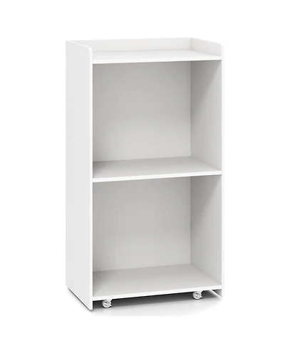 Gouun Rolling Podium Stand with 2 Shelves and Lockable Wheels, 22.5 x 14.5 x 41