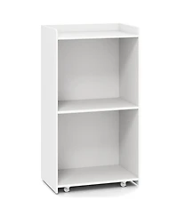 Gouun Rolling Podium Stand with 2 Shelves and Lockable Wheels, 22.5 x 14.5 x 41