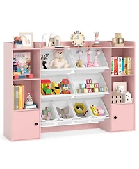 Gouun Kids Toy Storage and Bookshelf with 8 Removable Boxes and Open Shelves, 56.5 in Wide