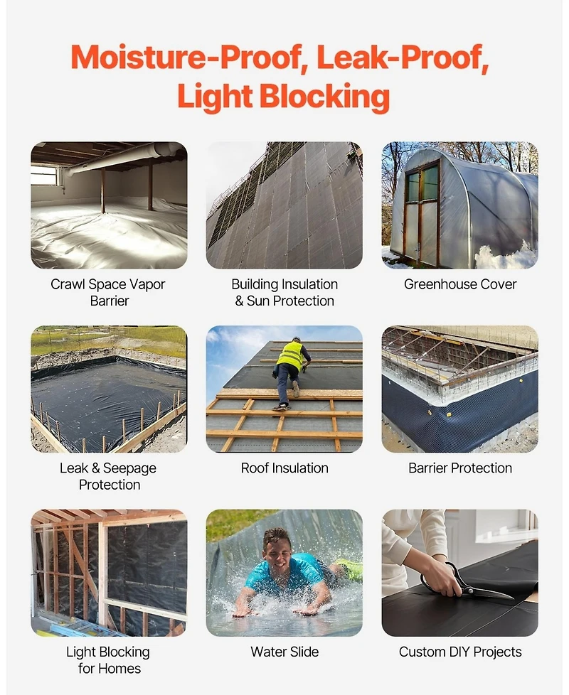 Sugift 24' x 100' Plastic Sheeting, 6 Mil Thick, for Crawl Space and Multi-Purpose Use