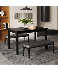 Sugift 48 in Rectangular Wooden Dining Table for Four with Wood Legs