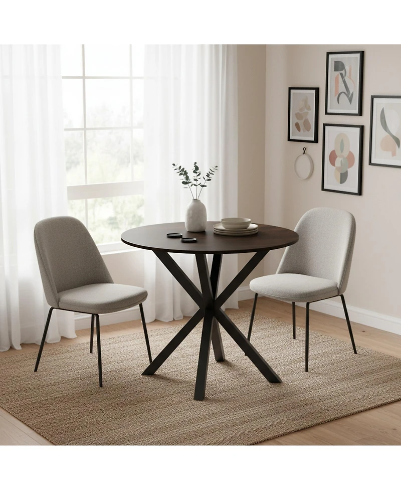 Sugift 36 in Wood Dining Table with Pedestal Base for Two to Four