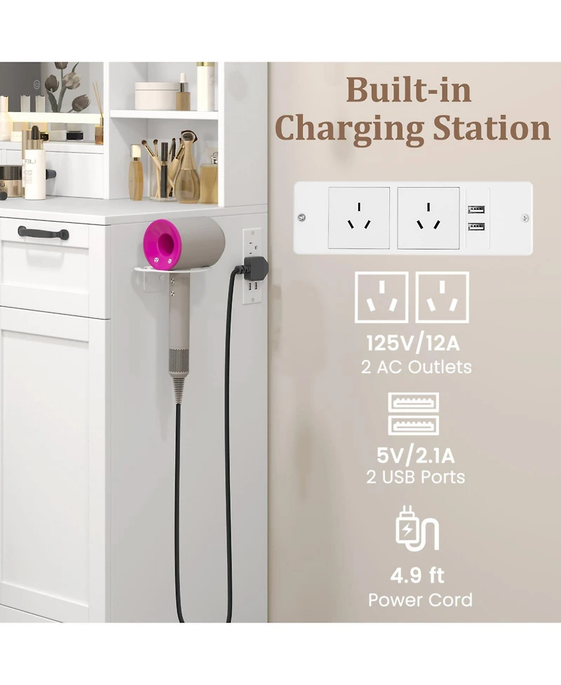 Sugift Vanity Set with Mirror and 3 Lighting Modes and Adjustable Brightness