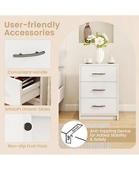 Sugift 3 Drawer Nightstand with Storage for Living Room