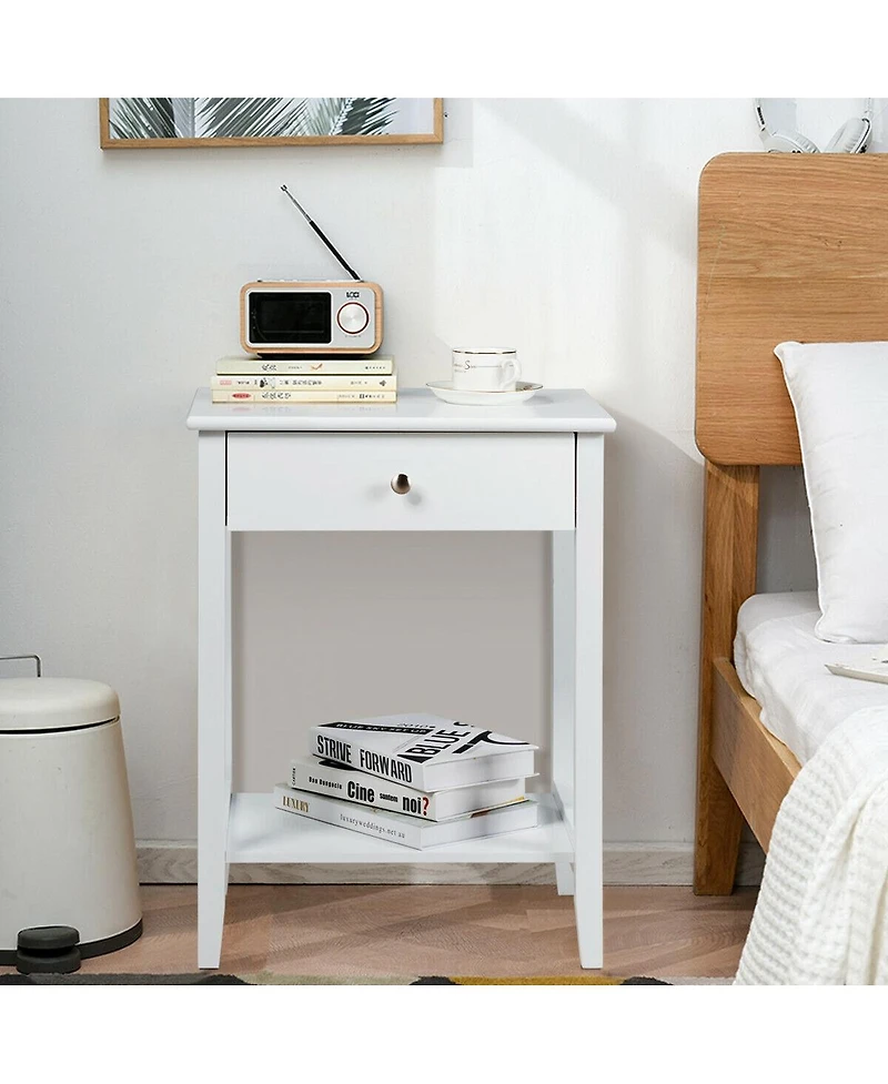 Sugift Wooden Nightstand End Table Storage Display