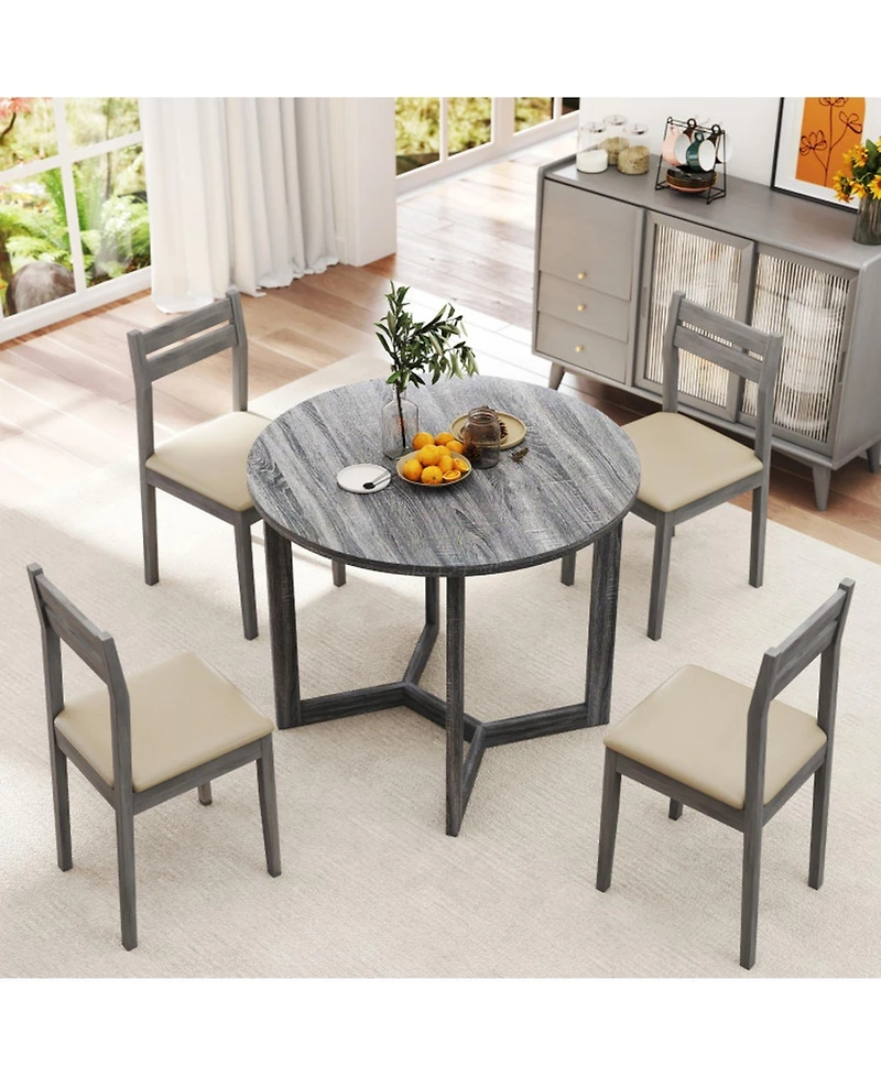 Gouun 36 in Round Pedestal Dining Table for 2-4 with Wing-Shaped Base