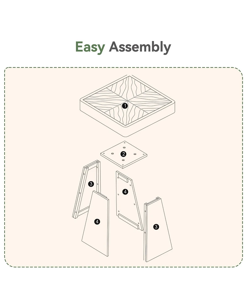 Tribesigns Solid Wood Square Dining Table for 2-4, 31.5" Farmhouse Kitchen Dinner Table with Wooden Parquet Top and Tapered Base