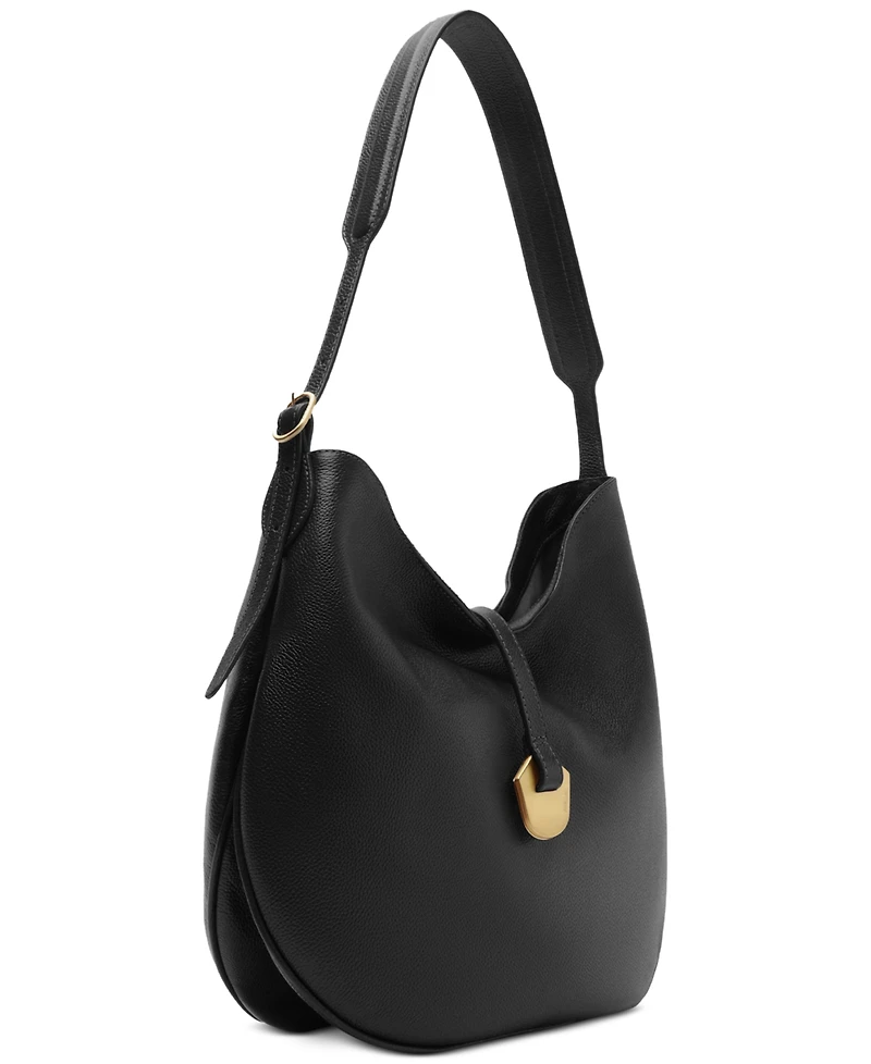 Arezzo Sabrina Large Leather Snap Button Hobo Handbag