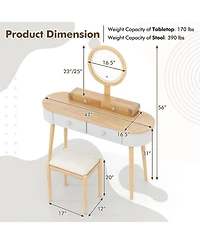 Sugift Makeup Vanity Table Set with Led Mirror and 3 Spacious Drawers