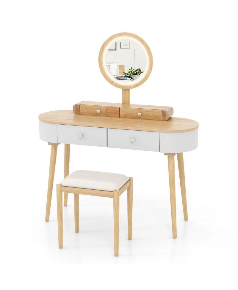Sugift Makeup Vanity Table Set with Led Mirror and 3 Spacious Drawers