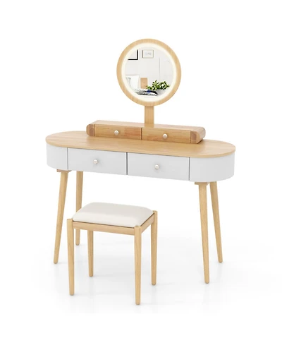 Sugift Makeup Vanity Table Set with Led Mirror and 3 Spacious Drawers
