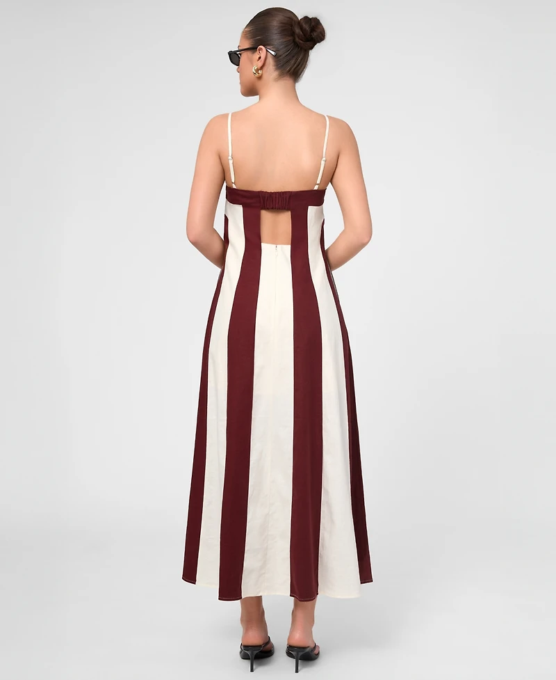 Rachel Roy Women's Eleni Linen Stripe Square Neck Maxi Dress