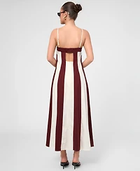 Rachel Roy Women's Eleni Linen Stripe Square Neck Maxi Dress