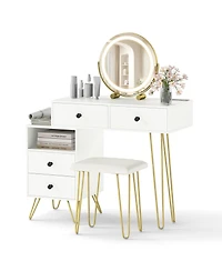 Sugift Modern Dressing Table with Storage Cabinet