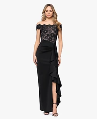 Betsy & Adam Women's Off-The-Shoulder Maxi Gown