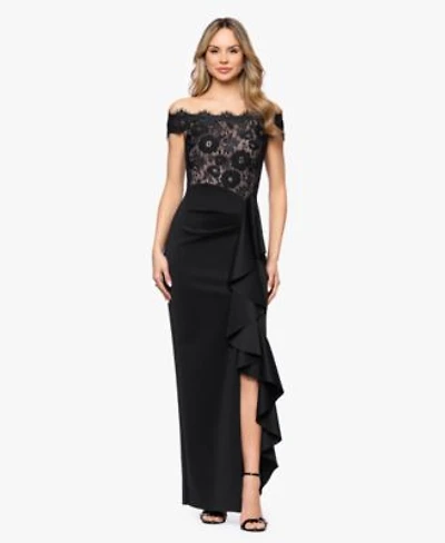 Betsy Adam Womens Off The Shoulder Maxi Gown