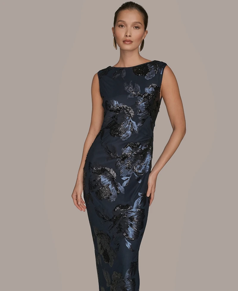 Donna Karan New York Women's Floral-Sequined Gown
