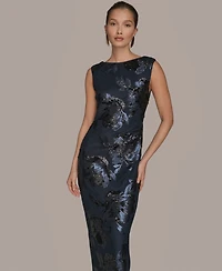 Donna Karan New York Women's Floral-Sequined Gown