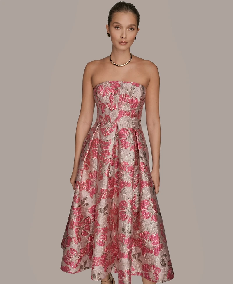 Donna Karan New York Women's Jacquard Strapless A-Line Dress