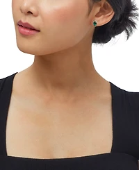Macy's Created Emerald (2 ct. t.w.) and Created White Sapphire (3/8 ct. t.w.) Stud Earrings in 14k Yellow Gold-Plated Sterling Silver