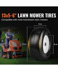 Sugift Lawn Mower Tires with Rim, 13x5-6", Tubeless, 2-Pack, Flat-Free Pu Tires