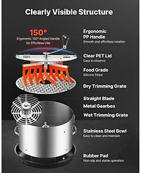 Sugift Manual Bud Leaf Trimmer, 16 in Reaper Bowl with Stainless Steel Blades for Plants